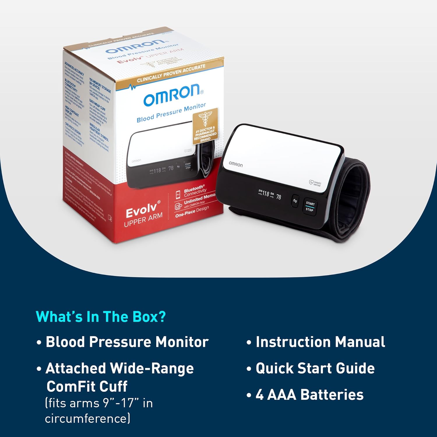 OMRON Evolv Wireless Blood Pressure Monitor & Upper Arm Blood Pressure Cuff | For Home Use - #1 Doctor & Pharmacist Recommended Brand - Clinically Validated - Connect App - Image 6