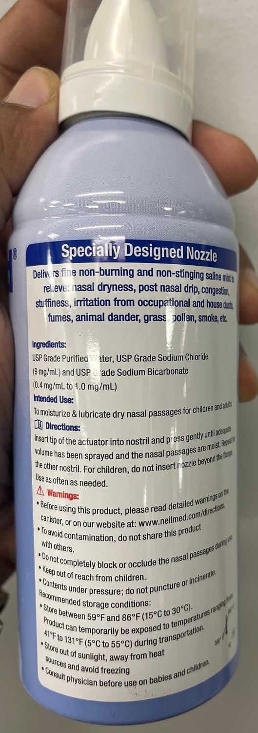 NeilMed NasaMist Isotonic Saline Spray. Soothe, Moisturize and Cleanse Using Specially Designed tip. 177mL. Contains 3 NasaMist canisters - Image 6