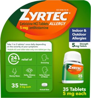 Zyrtec 24-Hour Allergy Relief Table...