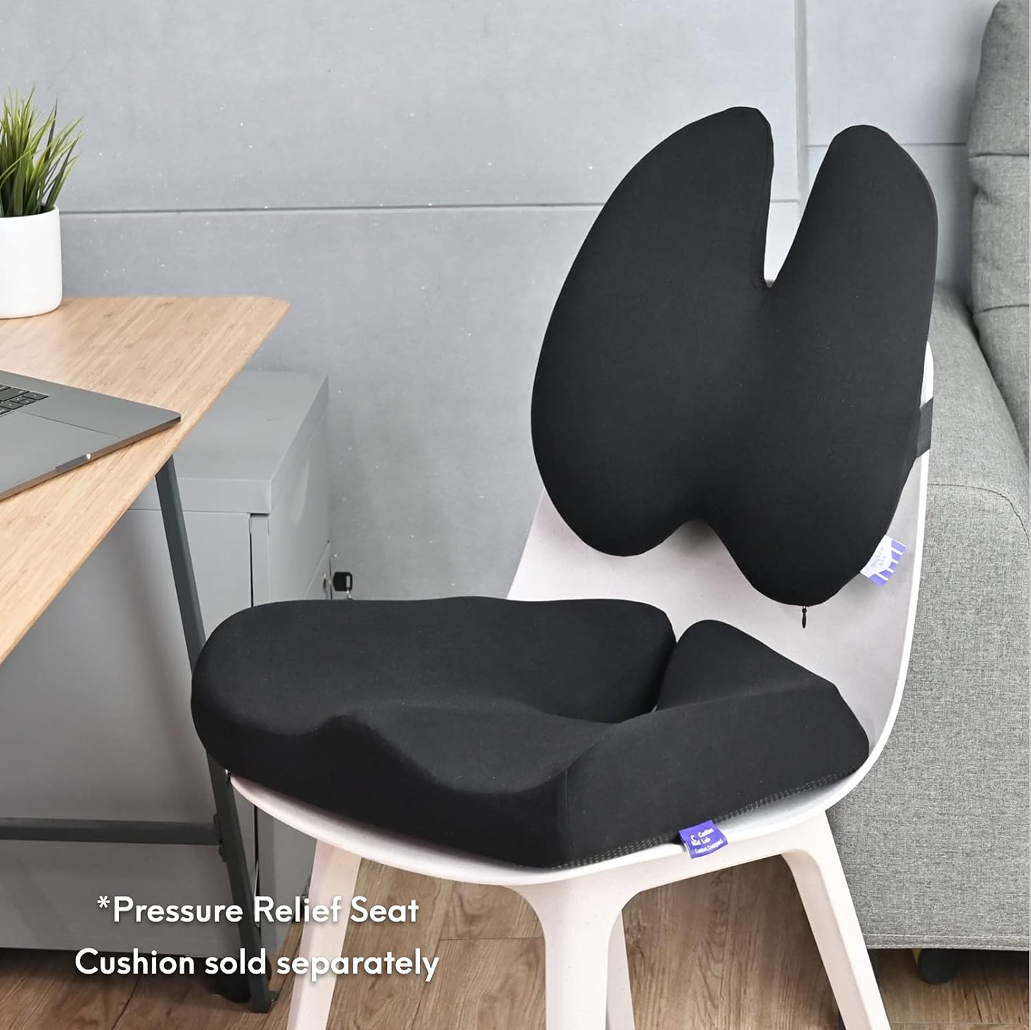 C CUSHION LAB Extra Dense Lumbar Pillow - Patented Ergonomic Multi-Region Firm Back Support for Lower Back Pain Relief - Lumbar Support Cushion with Strap for Office Chair, Car, Sofa, Plane - Black - Image 6