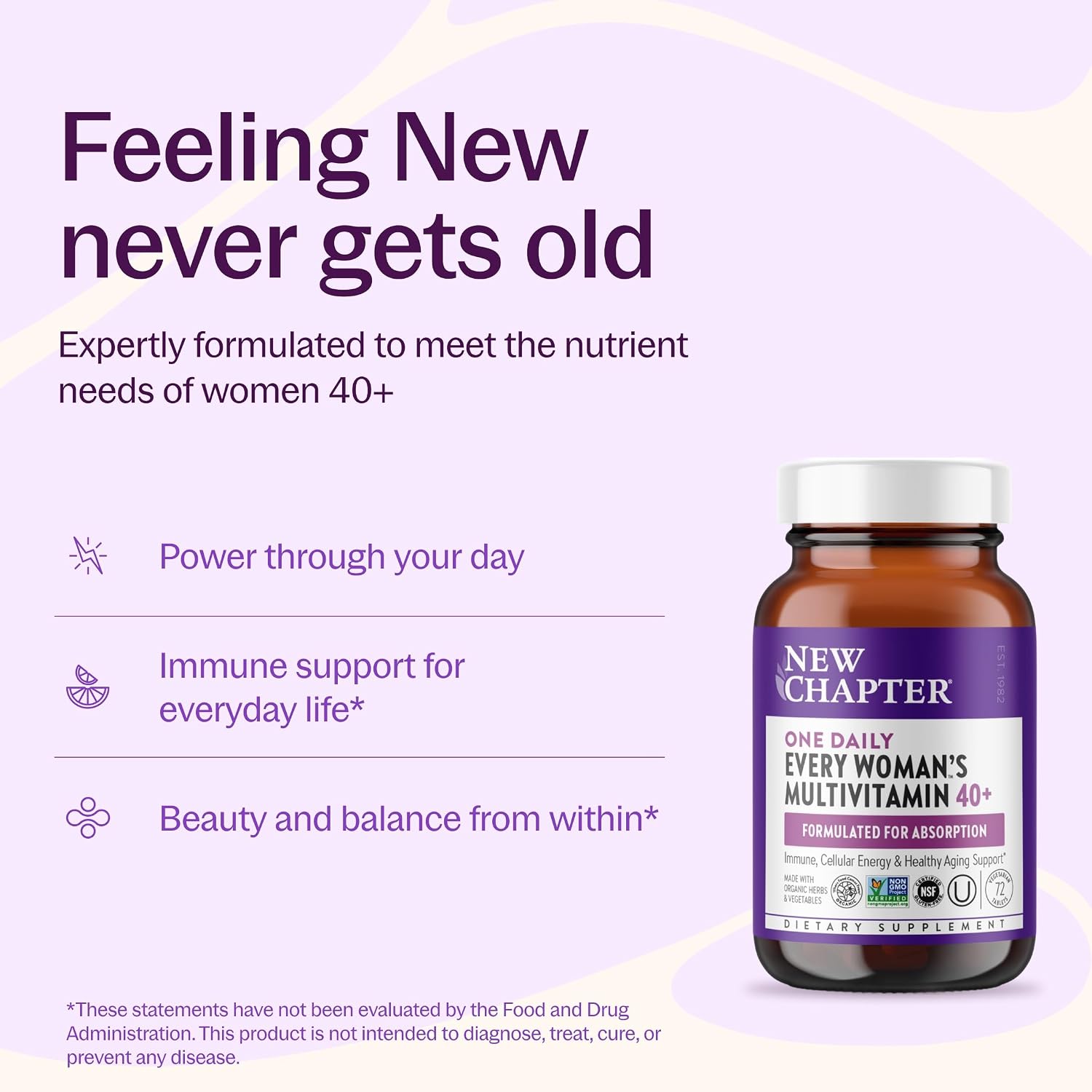 New Chapter Every Woman’s One Daily 40+ - Multivitamin for Women - Supports Immune, Bone, Hormone & Cellular Energy Health* - Non-GMO, Gluten Free, Dairy Free, Vegetarian & Kosher - 72 Tablets - Image 2