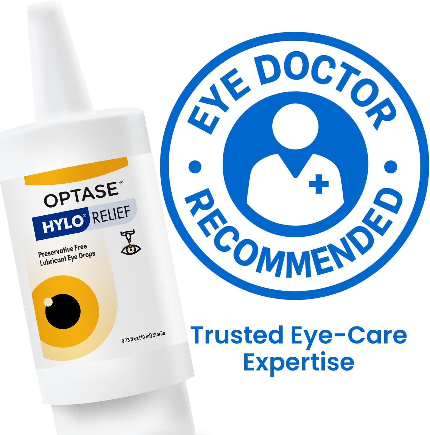 Optase® HYLO® Relief Dry Eye Drops, 0.33 fl oz | Preservative Free Eye Drops for Dry Eyes - One Click, One Drop Lubricant for Dryness - Contact Lens Compatible - 300 Drops - Image 7