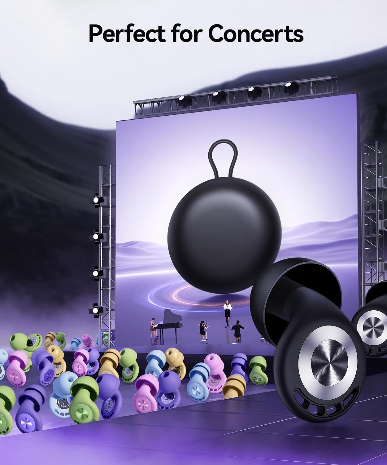 Ear Plugs for Sleeping 50dB Earplugs Noise Cancelling Ear Plugs for Noise Reduction Concerts Soft Reusable Silicone Earplugs for Snoring Side Sleepers Shooting Airplanes with 7 Eartips Case - Image 5