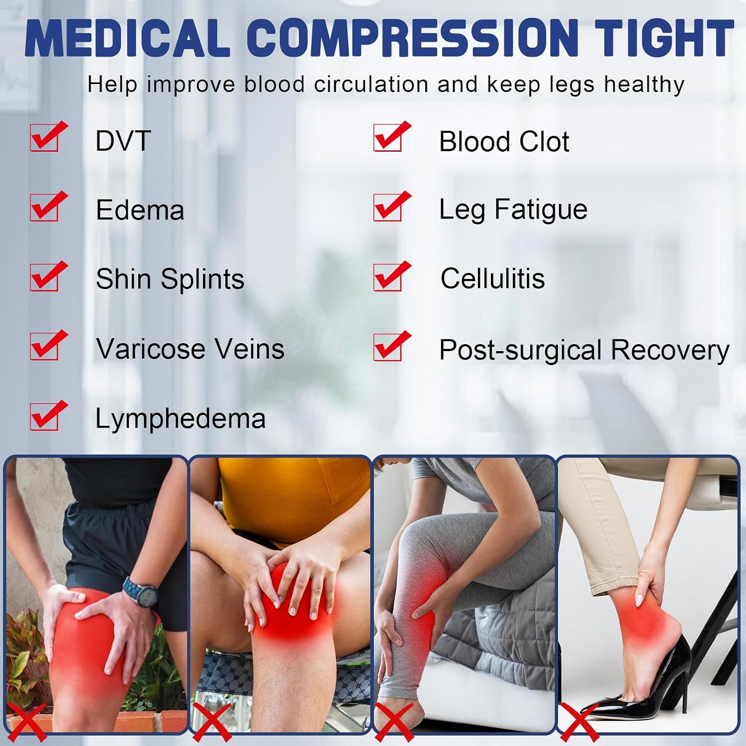 beister Compression Pantyhose 20-30 mmHg, Medical Leggings Footless Women | Firm Graduated Support; Tired, Heavy Legs; Eases Circulation; Edema; Varicose Veins; Travel; Recovery; Opaque Comfort - Image 3