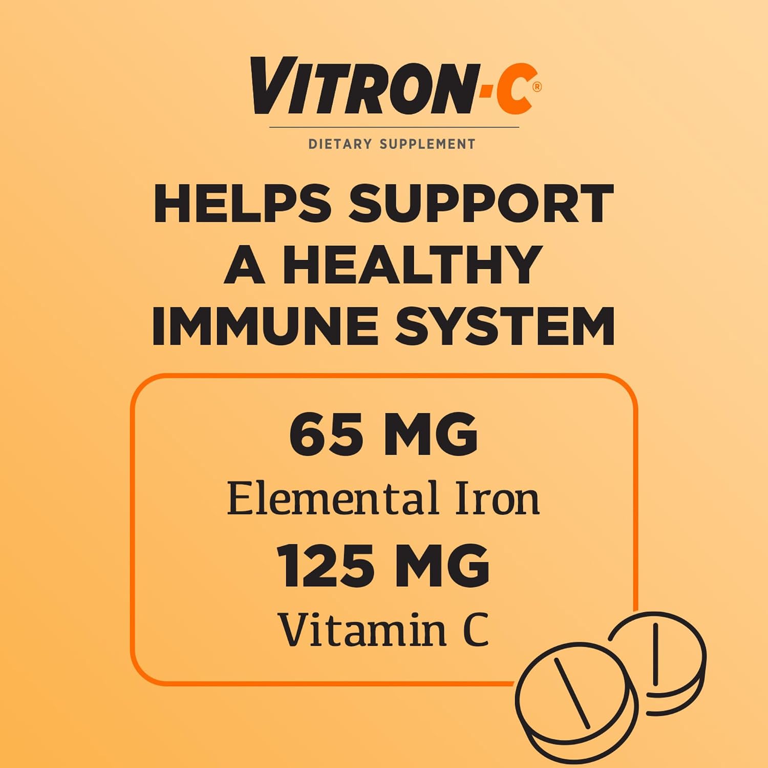 Vitron-C Iron Supplement, Once Daily, High Potency Iron Plus Vitamin C, Support Red Blood Cell Production, Dye Free Tablets, 60 Count, 2 Pack - Image 4