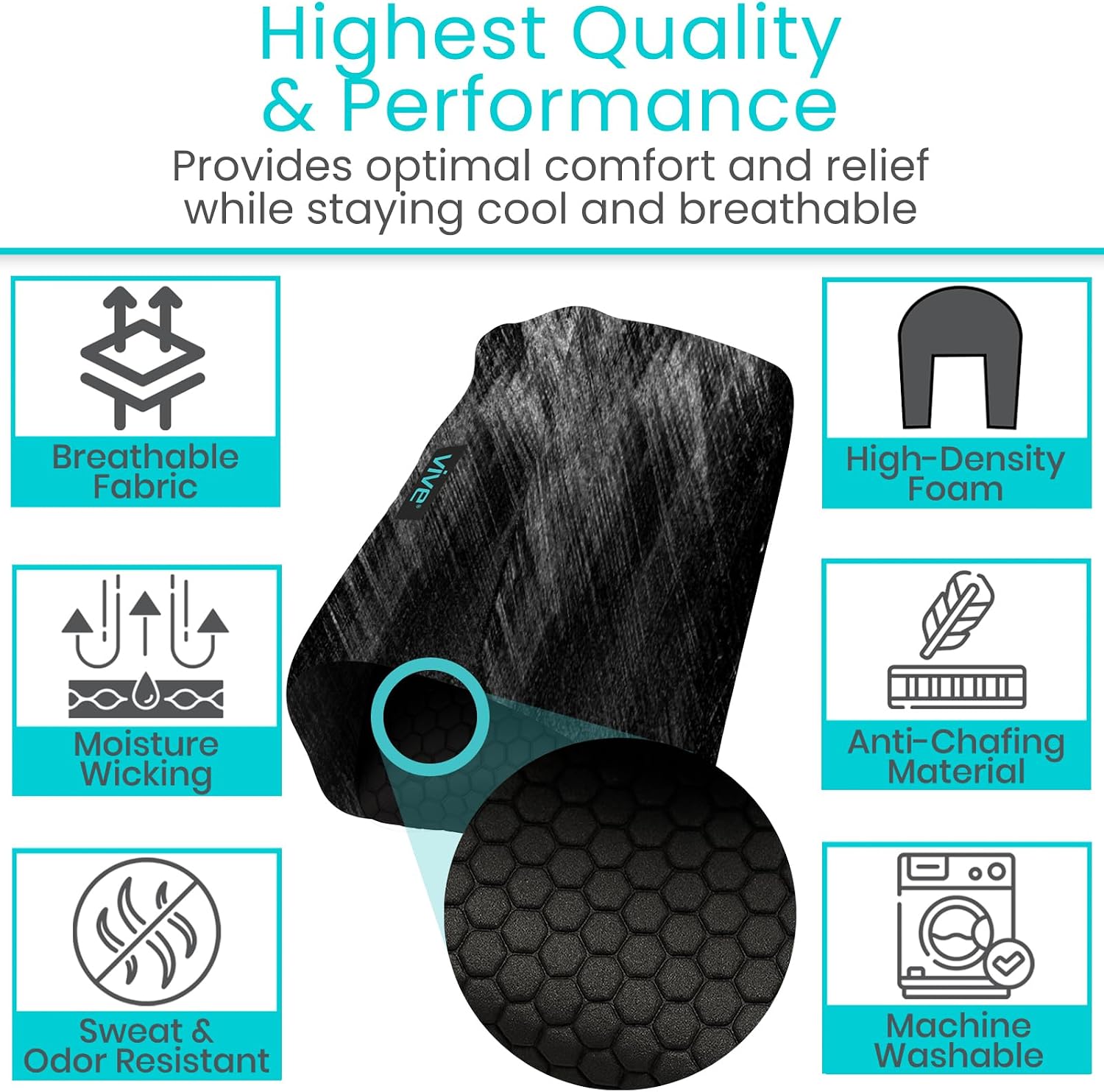 Vive Premium Crutch Pads & Hand Grips - Comfortable, Breathable | Machine Washable Padding - Moisture Wicking & Odor Reducing Pillow Accessory Covers for Adult & Youth Walking Crutches - Image 6