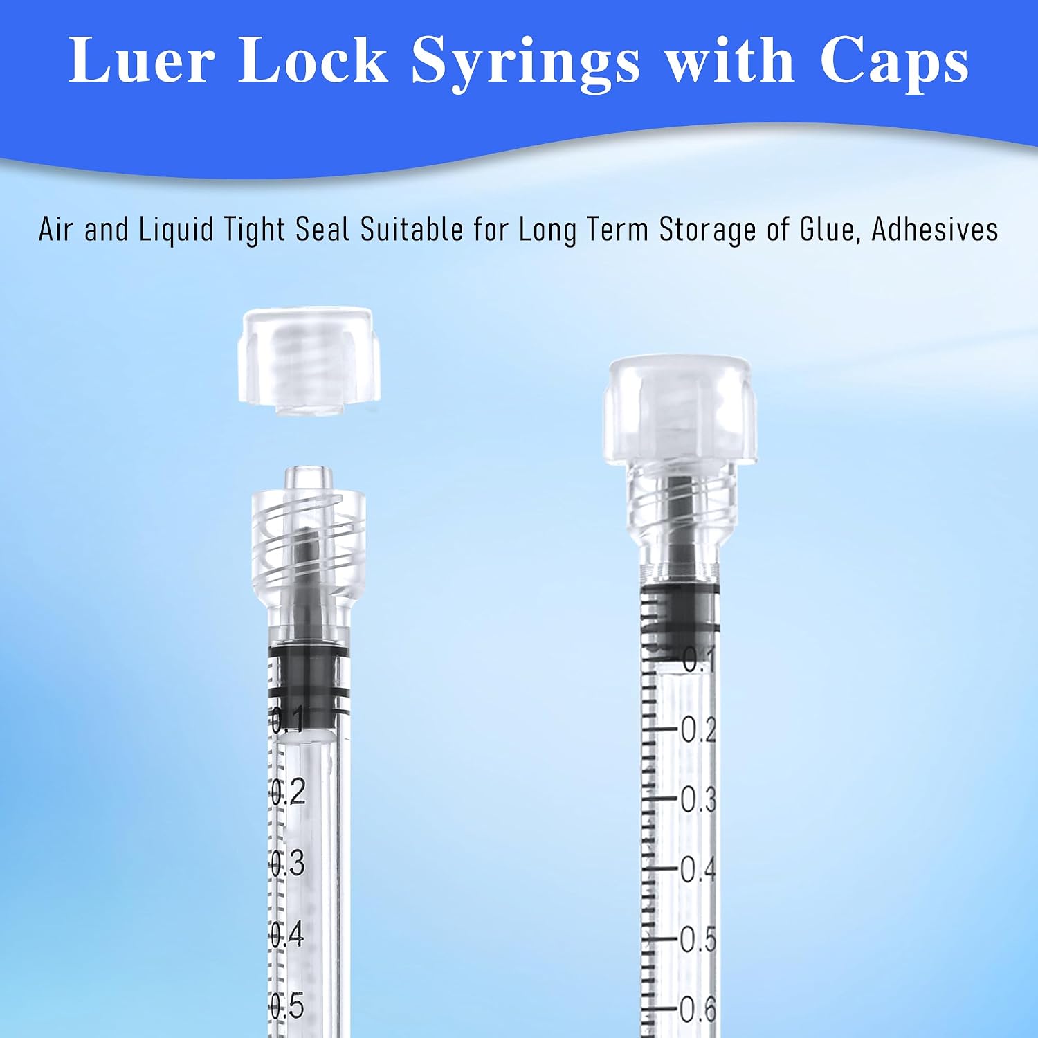 1ml Syringes Without Needle, 20Pack Plastic Syringe With Cap for Liquid, Measuring, Ink Refilling, Oil, Liquids Glue Applicator, Individually Sealed - Image 2