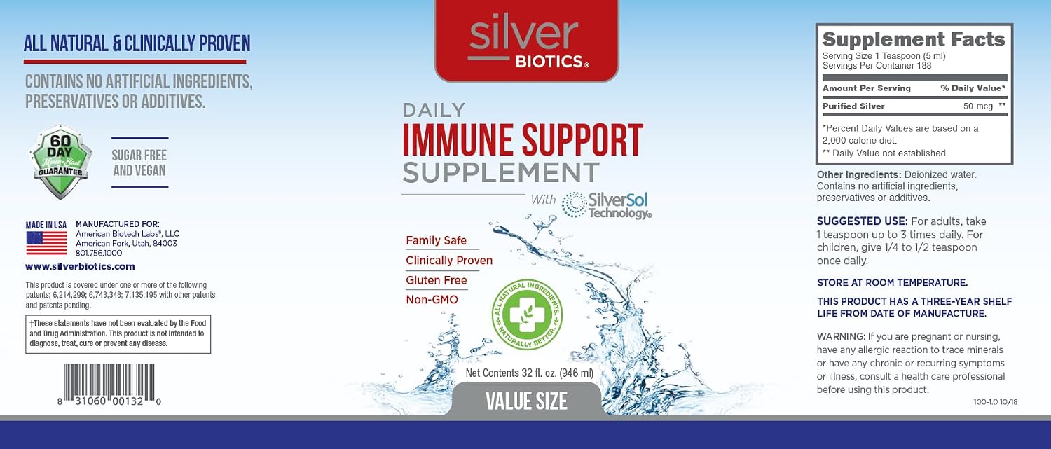 Silver Biotics SilverSol Ag₄O₄ 10 PPM Immune Support, 32 Fl Oz Immune Support | Advanced Silver Technology, Bio-Hacking Immune Building, Natural Support - Image 4