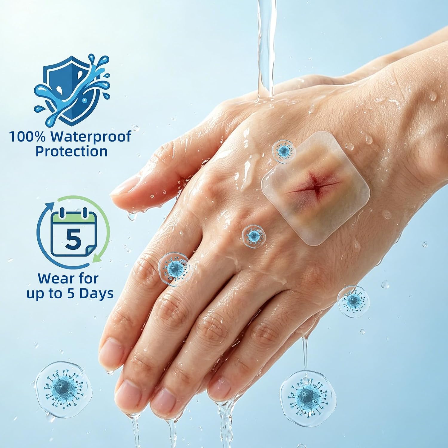 Niceful Hydrocolloid Bandages 2"x2", 20 Count | Waterproof, Advanced Healing, Extra Thin, Hydrocolloid Dressing Patches, for Blisters, Mild burns, Bed Sores - Image 6