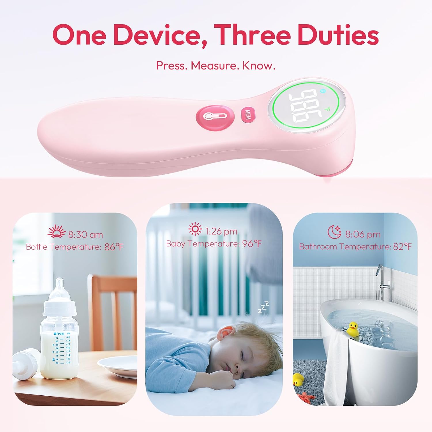Viproud No-Touch Thermometer for Kids and Adults, 1-Second Reading, Pink | Forehead & Object Mode, Fever Indicator, Large Clear LED, Silent Mode, Home Medical, Nurse Accessories, Lifetime Support - Image 5