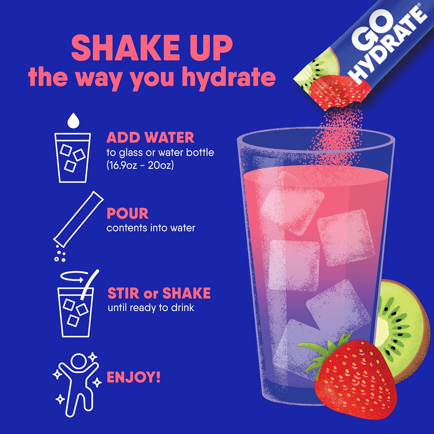 GoHydrate Low Sodium Electrolytes Powder Packets Sugar Free - Instant Hydration Daily Drink Mix - Zero Sugar Water Flavor Packet Singles with Vitamin D - (Variety Pack, 30 Packs) | Sugar free instant hydration daily drink mix; zero sugar water flavor singles with Vitamin D - Image 6