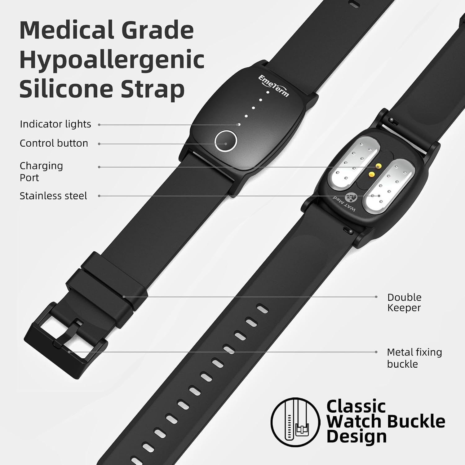 EmeTerm Explore Classic FDA-Cleared Anti-Nausea Wristband IP67 Waterproof Morning Motion Sickness Relief Band Rechargeable Classic Strap Design Drug Free Non-drowsy Without Side Effects Galaxy Black - Image 6
