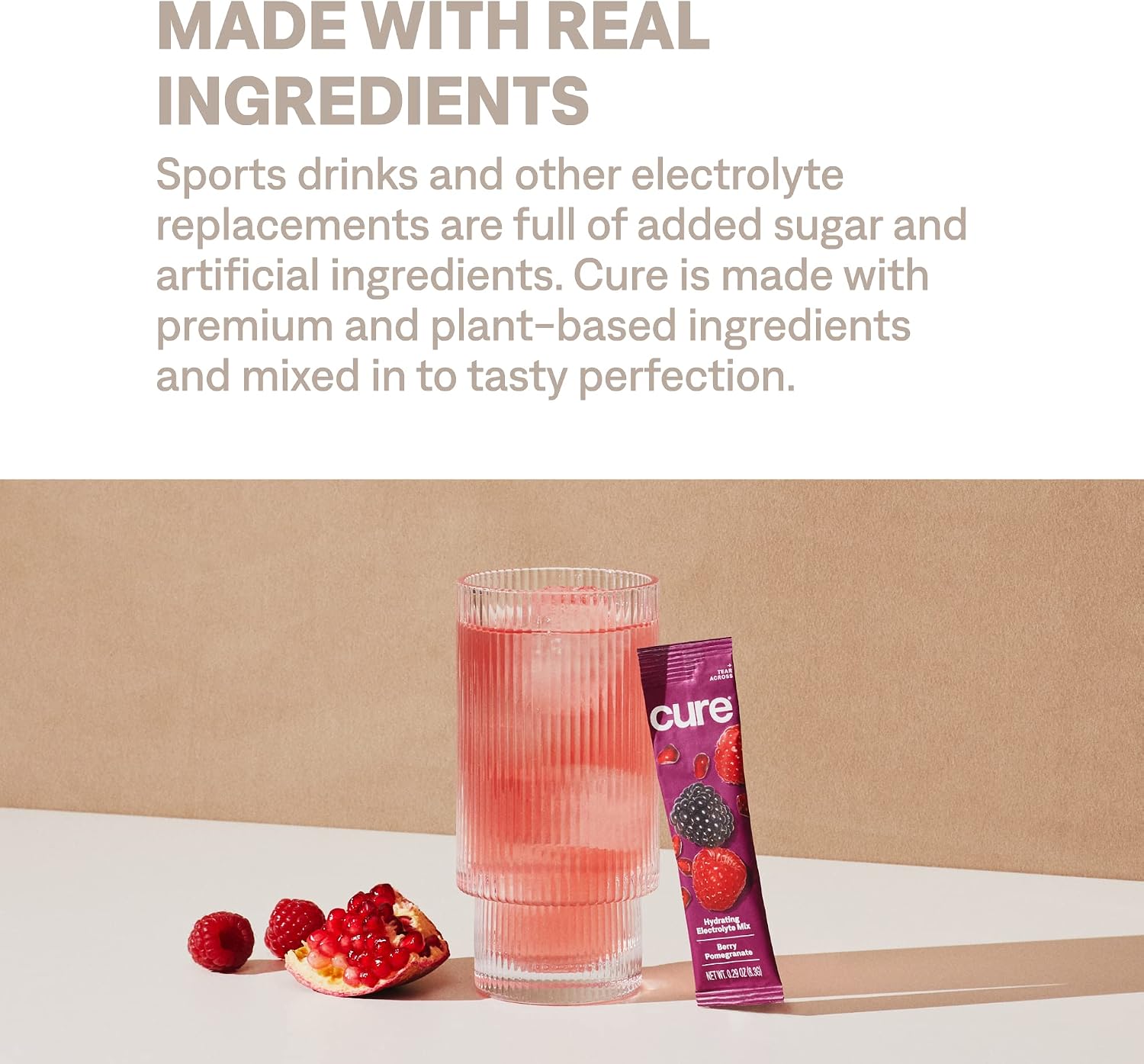 Cure Hydration - Electrolyte Drink Powder Berry Pomegranate 14 Packets | Plant-Based Dehydration Relief Mix Made with Coconut Water, No Added Sugar, Vegan, Non-GMO, Gluten Free, FSA-HSA Eligible - Image 7