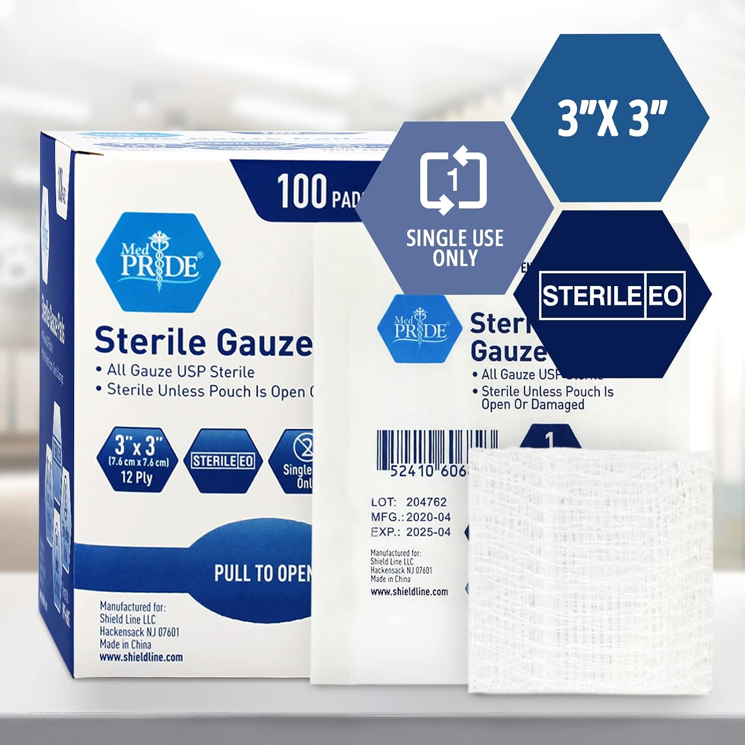 MED PRIDE Sterile Gauze Dressing Pads, 12 Ply Highly Absorbent Cotton, Individually Wrapped, Non Stick, Painless Removal (3x3 Inch (Pack of 100)) - Image 5