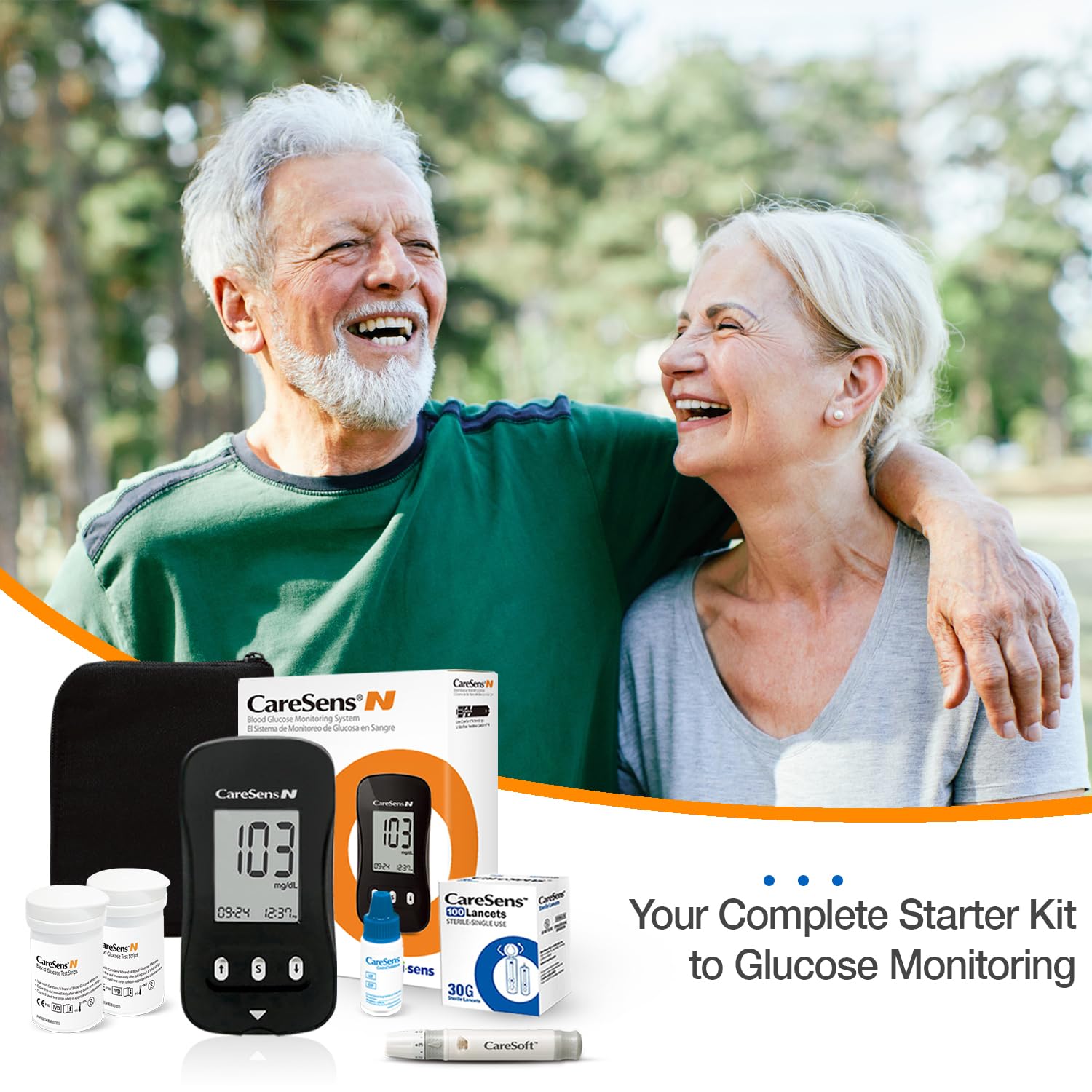 CareSens N Blood Glucose Monitor Kit with 100 Blood Sugar Test Strips, 100 Lancets, 1 Blood Glucose Meter, 1 Lancing Device, 1 Control Solution, Travel Case for Diabetes Testing for Personal Use - Image 3