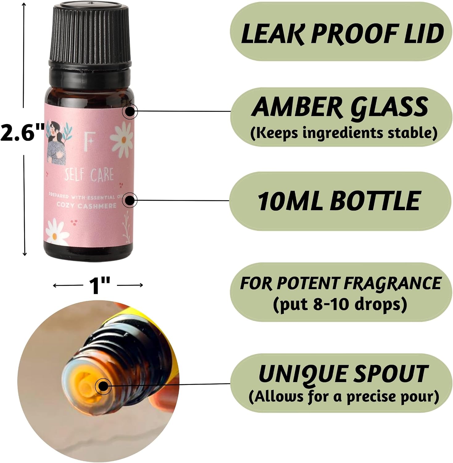 Folkulture Essential Oils Set | 6 Relaxing Fragrance Oils for Diffusers | Green Tea, Cashmere, Ocean Salt and More| Aromatherapy Gift Set for Her, Him | Self-Care Lovers | Self Love Club - Image 5