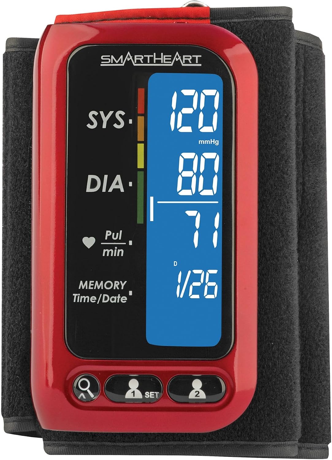 Smartheart Adult Cuff Arm Home Automatic Digital Blood Pressure Monitor 1-Tube Black 1 Each | Digital BP Machine with Attached Cuff, Advanced Inflation & 500 Memory - Image 2