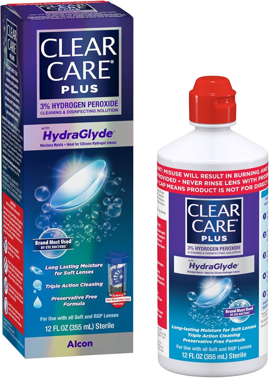 CLEAR CARE PLUS Cleaning & Disinfecting Contact Lens Solution, 12 Fl Oz
