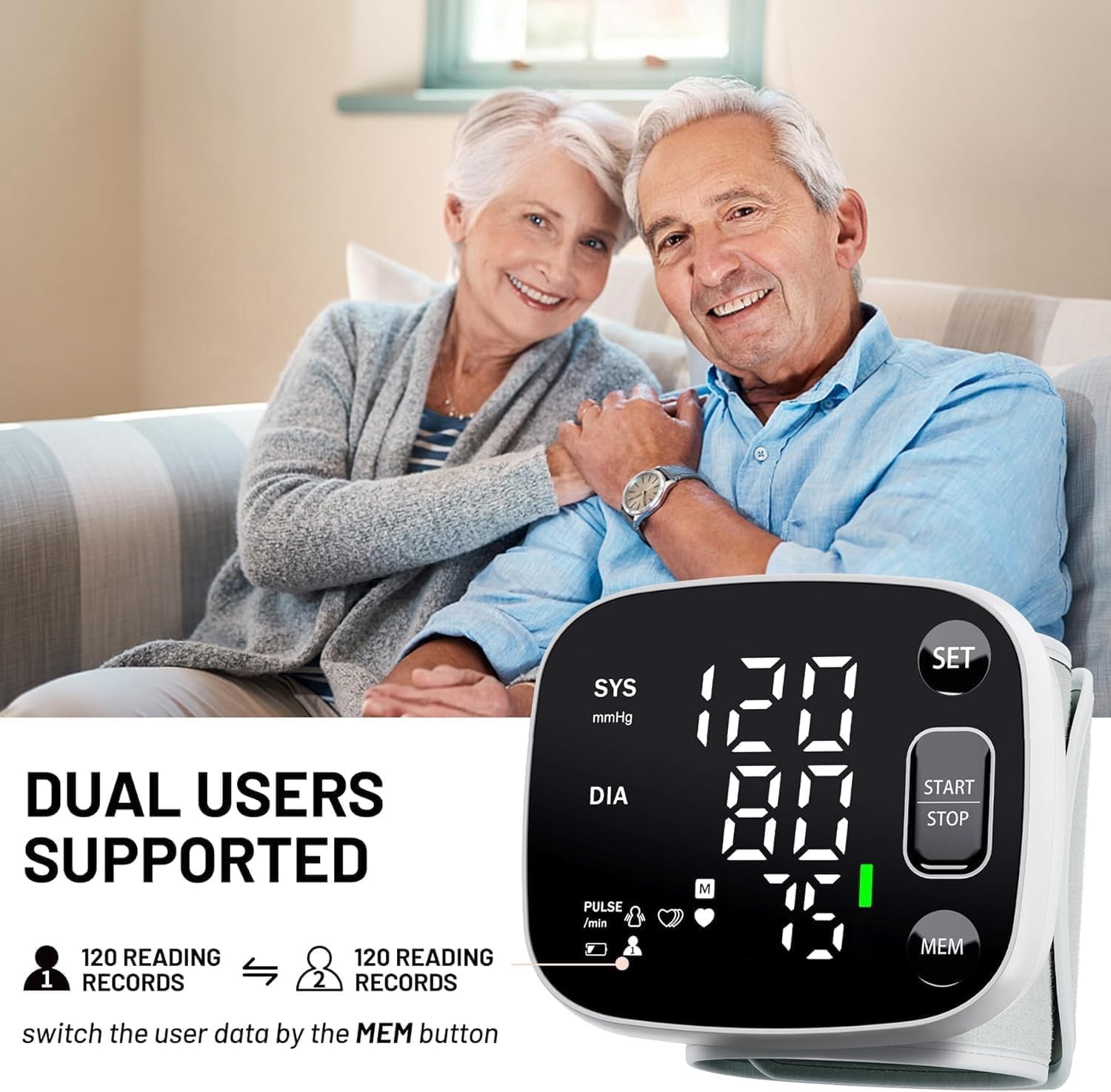 Oklar Wrist Blood Pressure Monitor, FDA Cleared Rechargeable BP Machine | For Home Use, with Adjustable Cuff (4.92-8.46 Inches), 240 Reading Memory for 2 Users, Voice Broadcast, Storage Case Included - Image 3