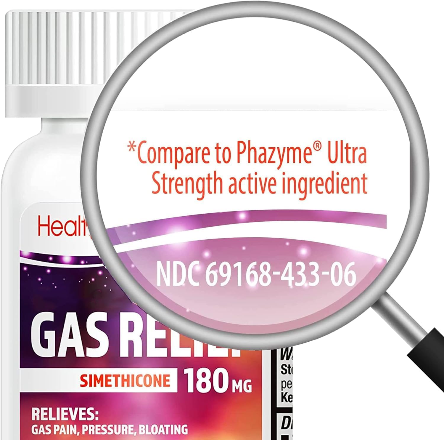 HealthA2Z® Gas Relief, Simethicone 180mg, Fast Acting Gas Relief, Bloating, Pressure, Stomach Discomfort, Anti Flatulence, 120 Softgels - Image 2