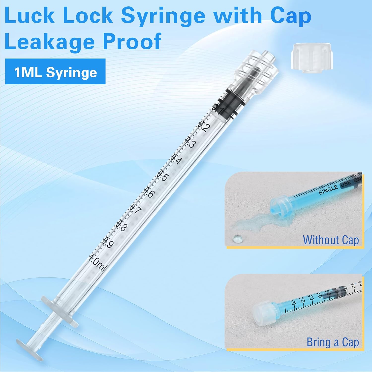 1ml Syringes Without Needle, 20Pack Plastic Syringe With Cap for Liquid, Measuring, Ink Refilling, Oil, Liquids Glue Applicator, Individually Sealed - Image 6