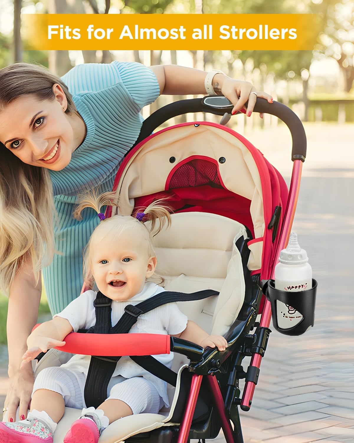 BUNDLEPRO Universal Stroller Cup Holder | Fits Bikes, Trolleys and Walkers, Compatible with Most Sizes of Drink Cups - Image 5