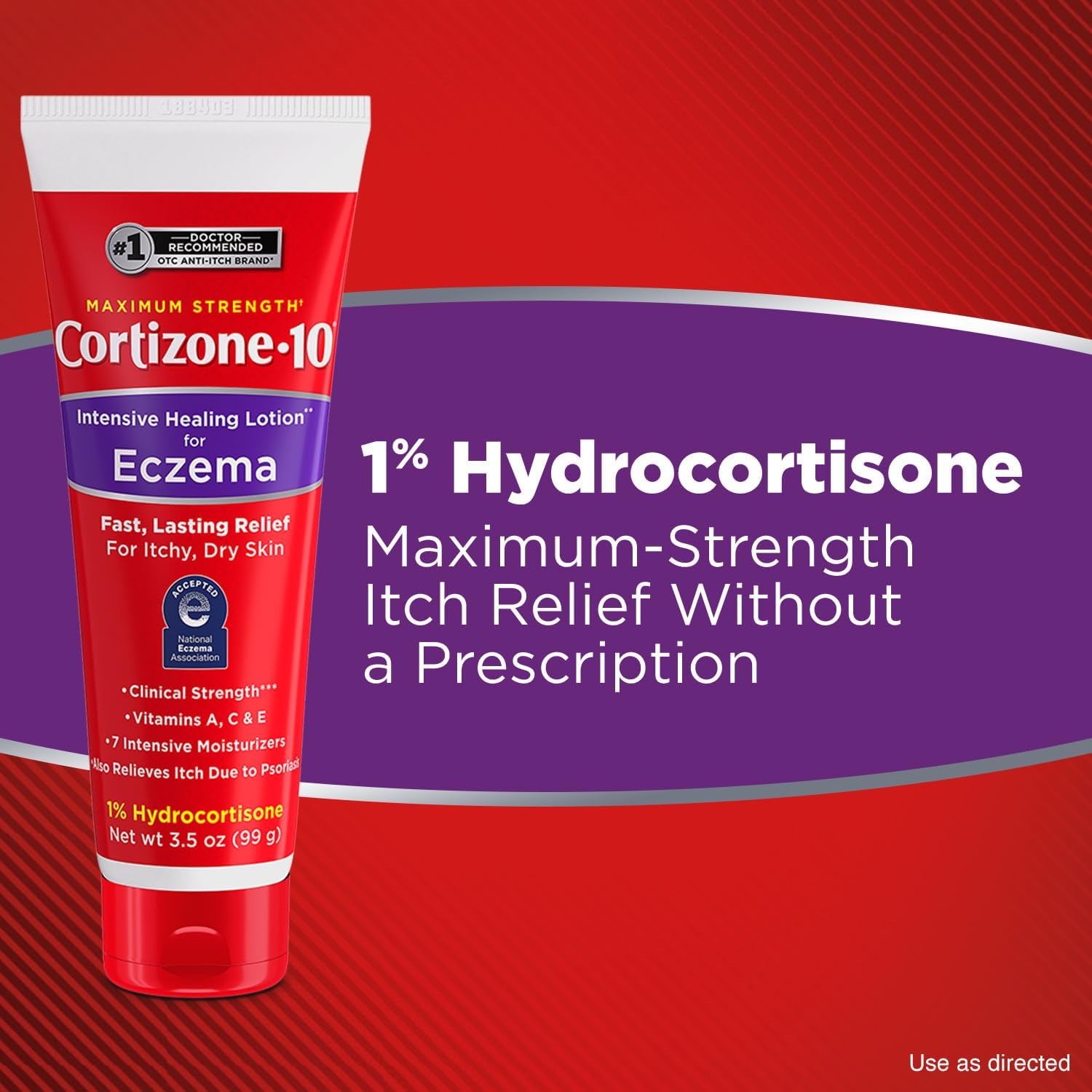 Cortizone-10 Maximum Strength Intensive Healing Itch Relief Lotion for Eczema, 1% Hydrocortisone, Fast-Acting, Anti-Itch Cream for Minor Skin Irritations, Rashes and Inflammation Due to Eczema, 3.5 oz - Image 5