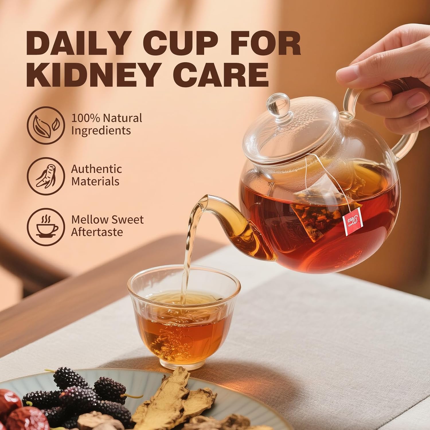Kidney Tea Formula Ginseng Six Treasure Tea, Ginseng & Mulberry Herbal Tea, Kidney Cleanse Detox & Repair, Traditional Chinese Herbal Tea Bags, Five Treasures Teas For Men Women (30 Bags/1 Pack) - Image 6