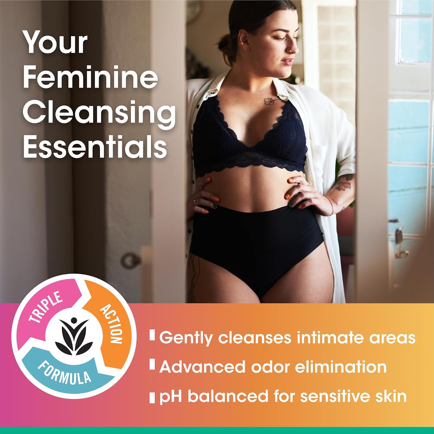 vH essentials, Ph Balanced Daily Feminine Wash, Tea Tree Oil & Prebiotic, 6, Fl Oz, (Pack Of 1) 54306 Clear - Image 3
