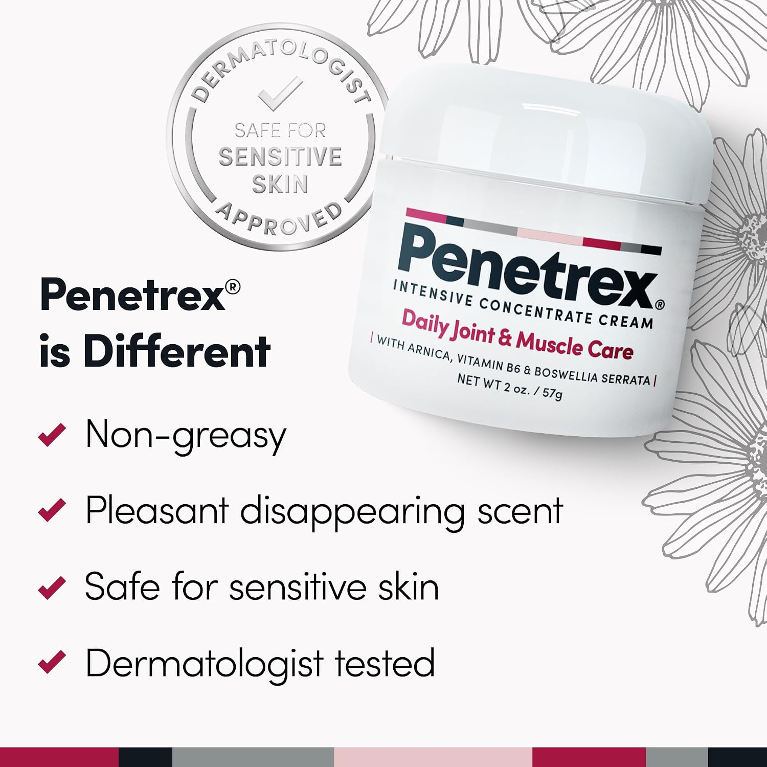 Penetrex Daily Joint & Muscle Care Cream – Soothing Botanical Formula with Arnica, Vitamin B6 & MSM – Lightweight Fast-Absorbing Cream for Everyday Movement - Non-Greasy - Light Scent- 2 oz - Image 7