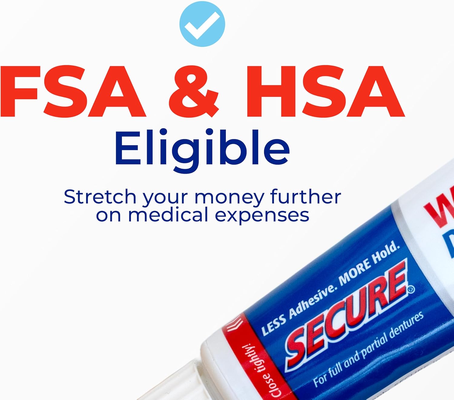 Secure Denture Adhesive Cream, Zinc Free Denture Glue, 1.4 oz | Waterproof Seal - Food Grade Ingredients - Less Adhesive, More Hold - Tube Lasts Up to 8 Weeks - Image 6