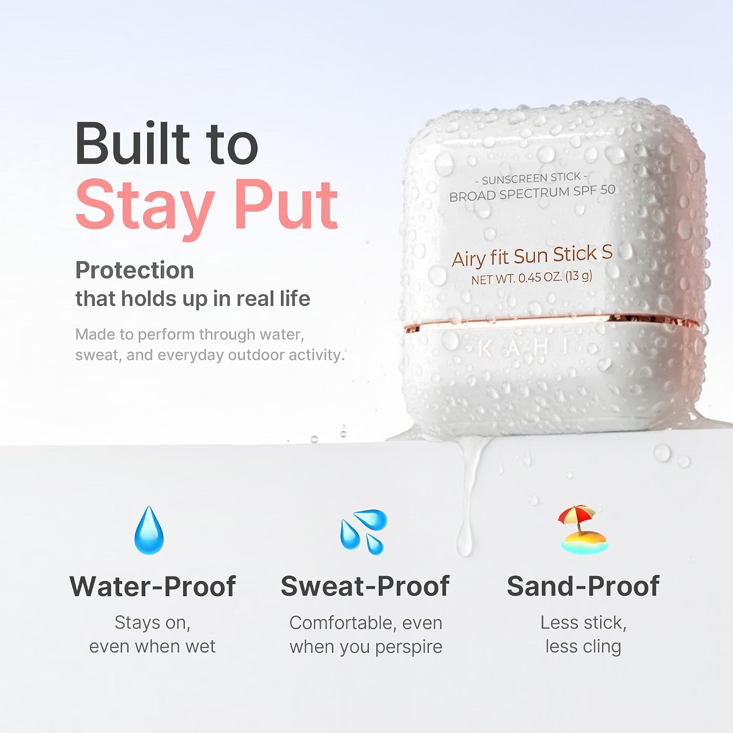 KAHI Airy Fit Sun Stick S - SPF 50+ Broad Spectrum Face Sunscreen Stick | Broad Spectrum SPF 50+, Waterproof, Sweatproof, Sandproof, Ultra-Lightweight, Non-Greasy, No White Cast, Silky Powder Finish - Image 4