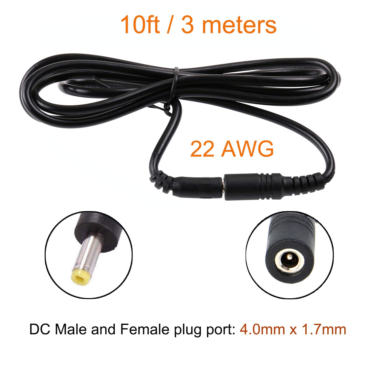 10ft 4.0mm Power Extension Cable 4.0mm x 1.7mm Extension Cord for Omron Blood Pressure Hem-ADPTW5, PSP 3000 2000 1000 - Image 4