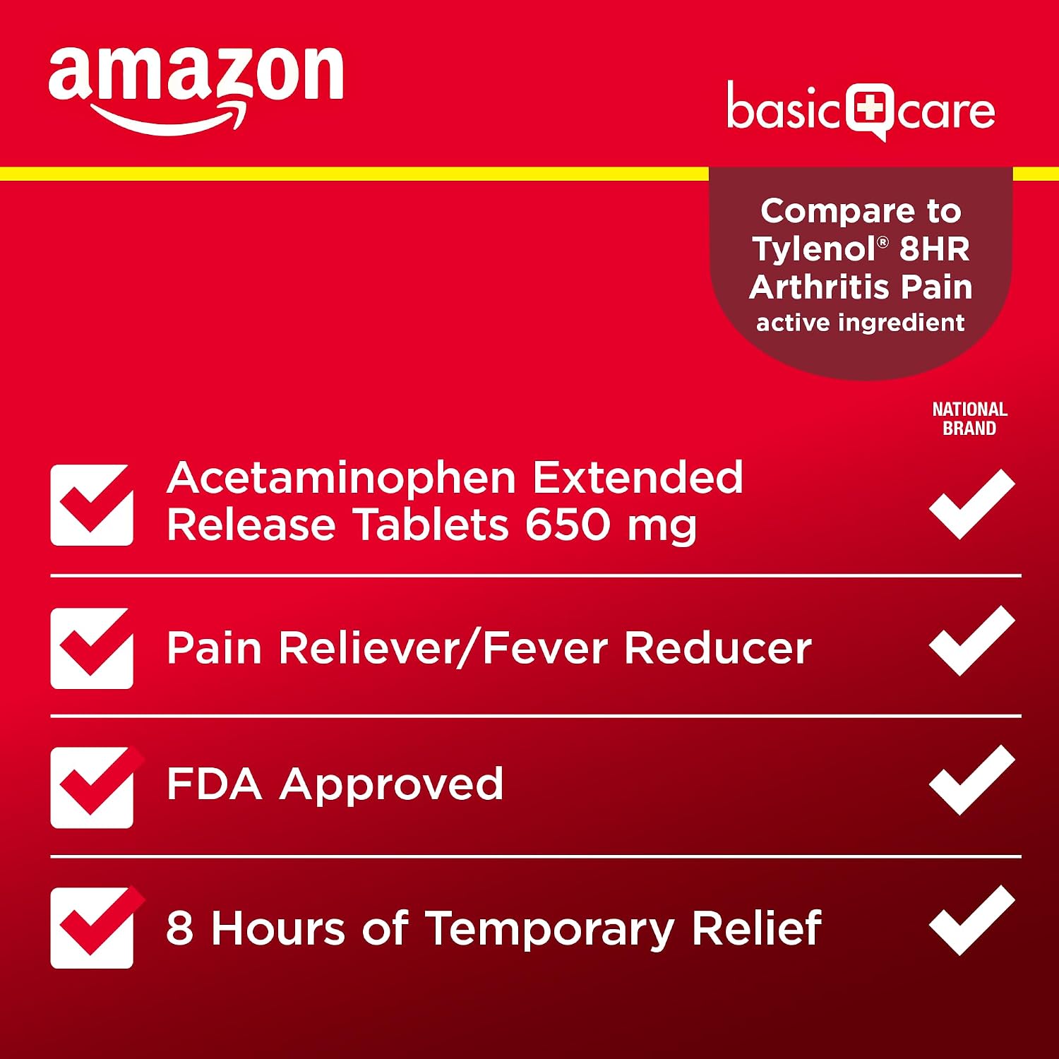 Amazon Basic Care Acetaminophen Extended-Release Tablets, 650 mg, Pain Reliever, Fever Reducer, Arthritis Pain, Headache, Backache, Menstrual Pain, 400 Count - Image 3