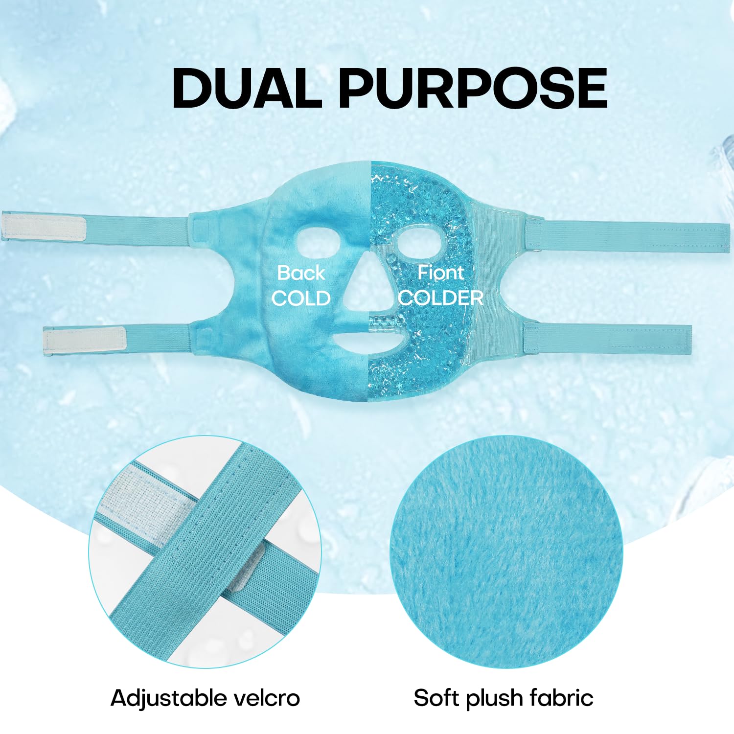 ZNÖCUETÖD Cold Face Ice Mask Facial Ice Pack, Hot Cold Compress for Face | Face SPA Gift for Woman Dark Circles Facial Puff, Pressure, Headaches, Skin Care, Post Laser Cosmetic Care, Reversible - Image 7