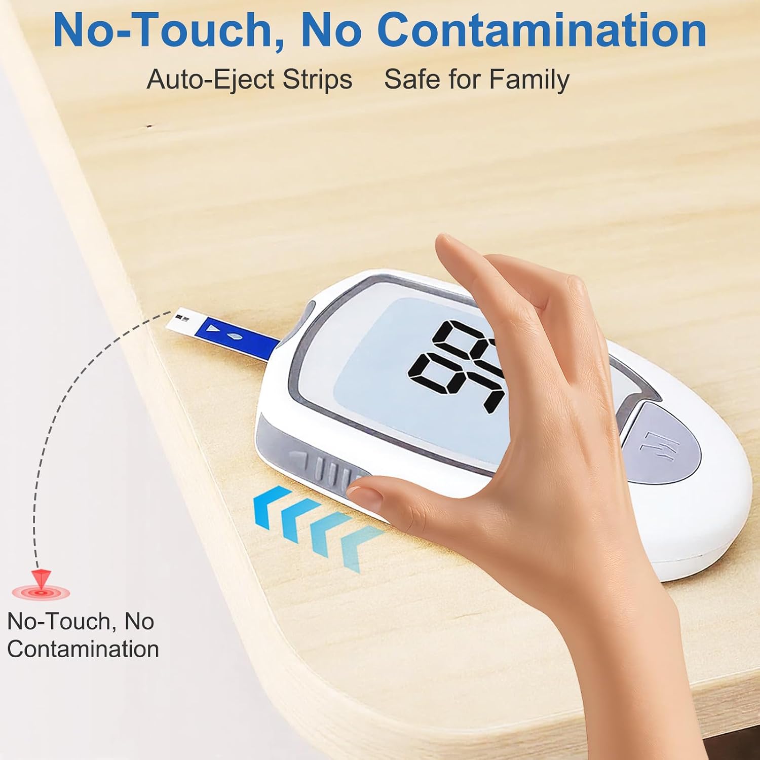 Glucose Monitor Kit, Blood Sugar Monitor with 50 Test Strips & 50 Lancets for Diabetes Testing, High Accuracy Blood Glucose Meter with Auto Eject, No Coding & Large LCD for Seniors, Glucometer Diabetes Testing Kit for Travel & Home Use - Image 5