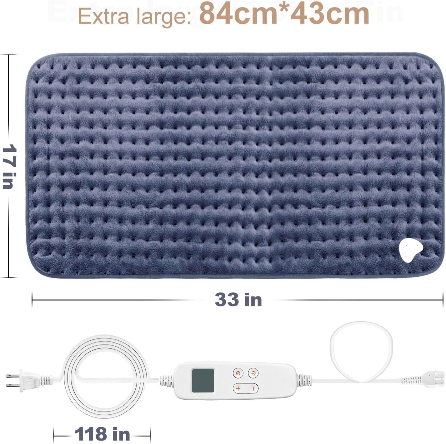 VAAGHANM Heating Pad: 33" x 17" Large Heat Pad for Full Back Coverage | FSA Eligible HSA - Electric Heating Pad for Back Pain & Cramps Relief - 6 Timer & 6 Temperature Controller - Image 7