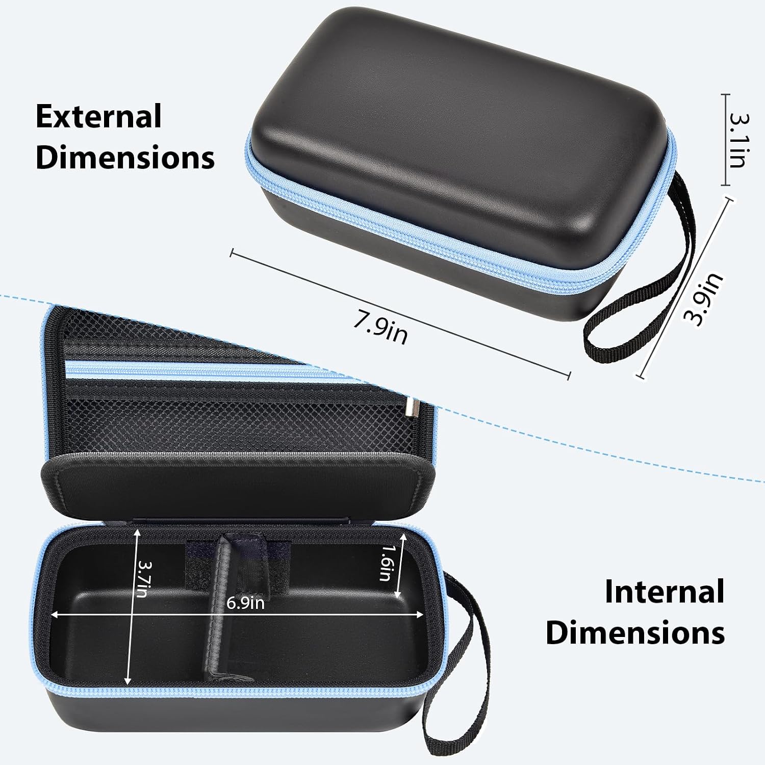 GWCASE Daily Contact Lens Case Organizer for 30+ Disposable Contact Lenses | Hard EVA, Removable L/R Divider, Mesh Pocket for Travel Contact Solution/ Accessories, Travel and Daily Use, Black, Bag Only - Image 5