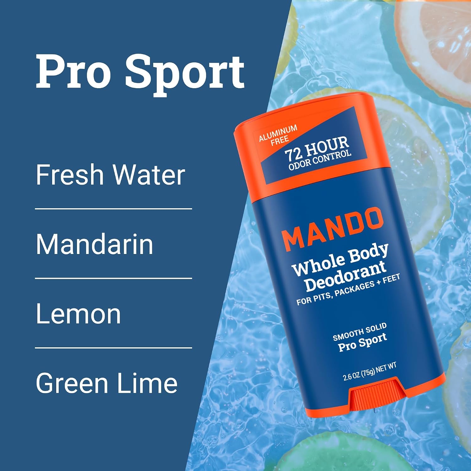 Mando Whole Body Deodorant For Men - Solid Stick - 2.6 oz, 2 pk - Pro Sport | 72 Hour Odor Control with Mandelic Acid. Use on underarms, chest, feet & below the best. Aluminum Free & Baking Soda Free - Image 4