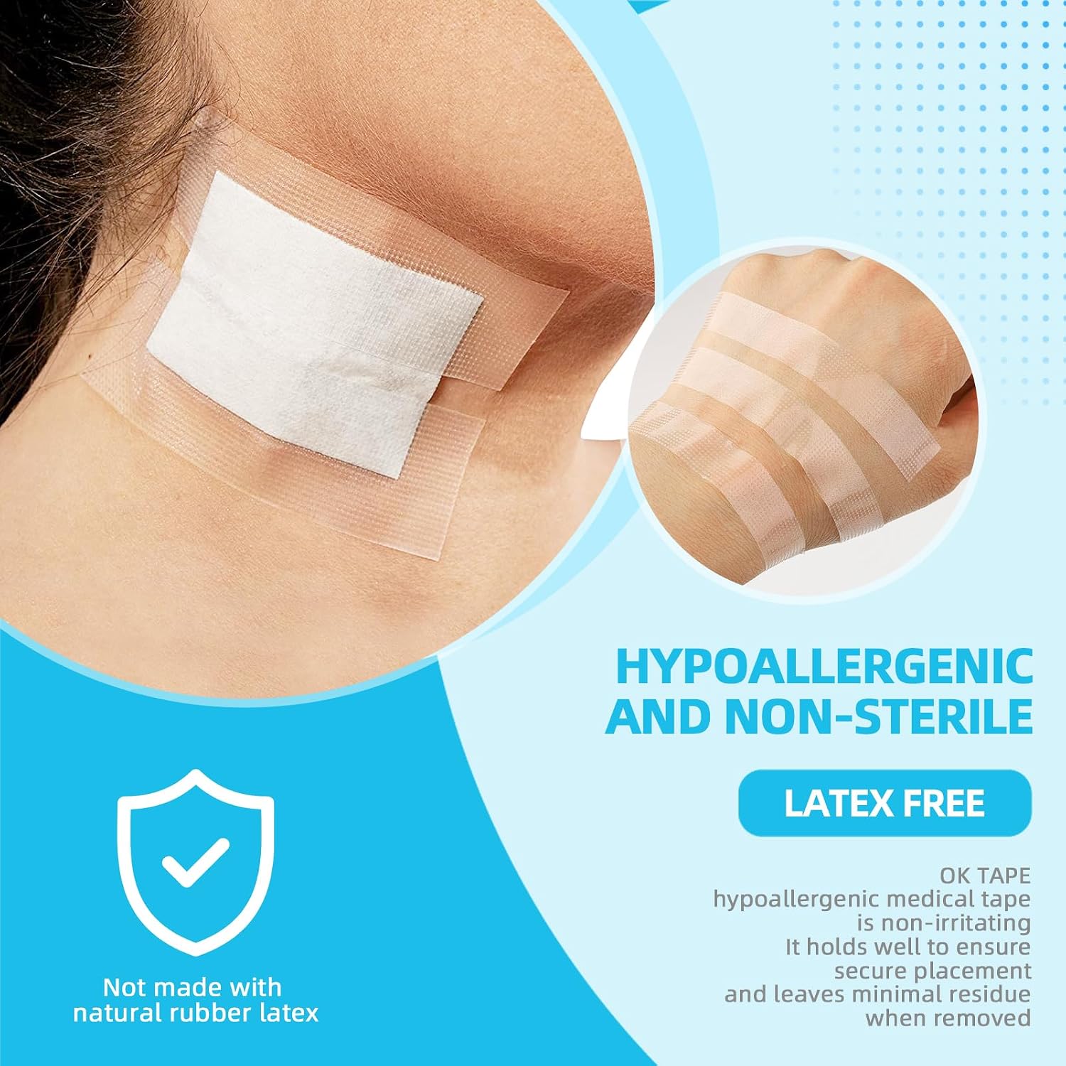 OK TAPE OKPore Transparent Medical Tape (Pack of 12) - First Aid Surgical Tape Hypoallergenic and Breathable for Wound Dressing Care, Latex Free, 1in x 10yds | First Aid Surgical Tape Adhesive, Hypoallergenic and Breathable for Wound Dressing Care, Latex Free - Image 5