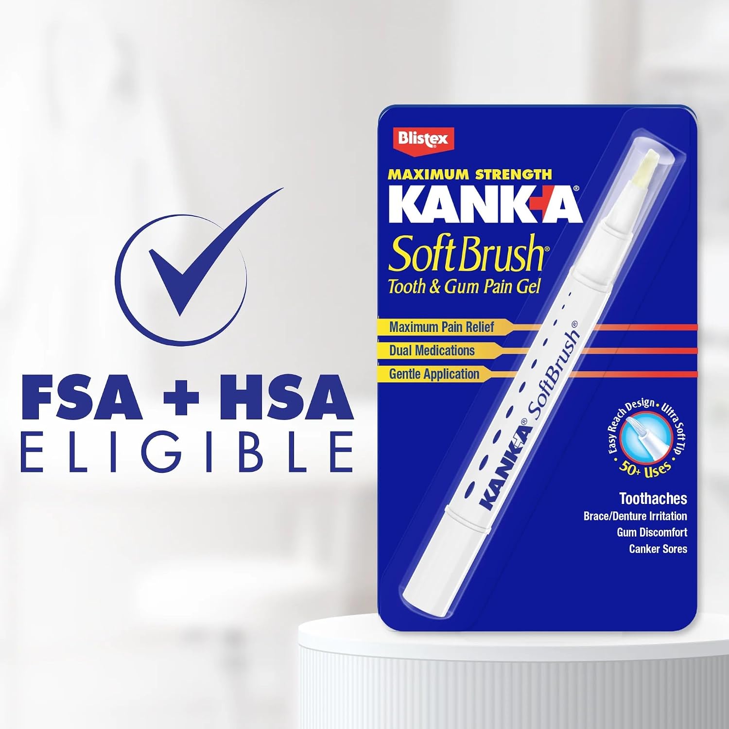 Kank-A Soft Brush Tooth & Mouth Pain Gel, Professional Strength, 0.07 Ounce, Dual Relief Formula for Toothaches, Gum & Other Mouth Pain, Easy to Use Pen Applicator, Fast-Acting Pain Relief - Image 6