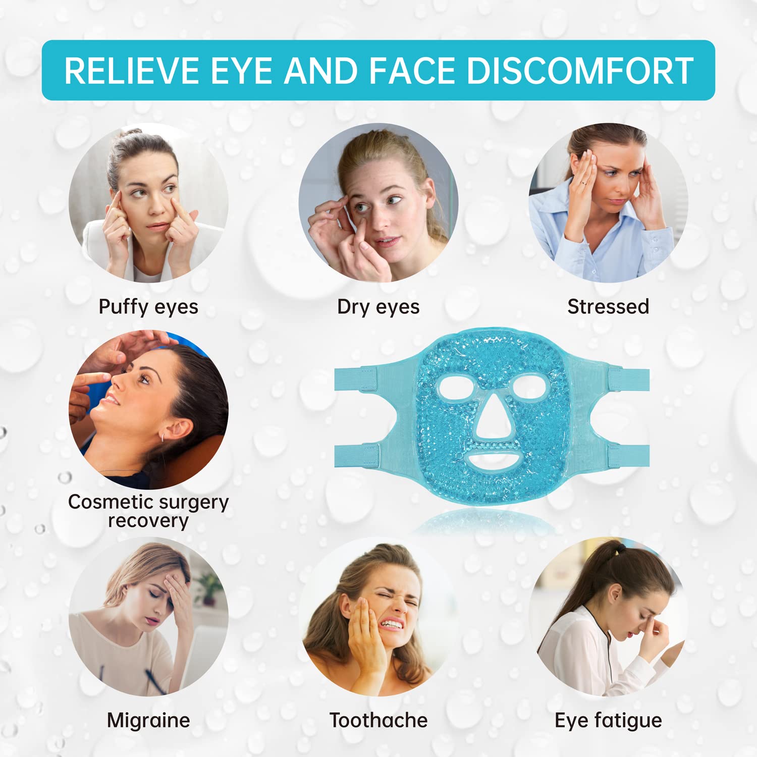 ZNÖCUETÖD Cold Face Ice Mask Facial Ice Pack, Hot Cold Compress for Face | Face SPA Gift for Woman Dark Circles Facial Puff, Pressure, Headaches, Skin Care, Post Laser Cosmetic Care, Reversible - Image 3