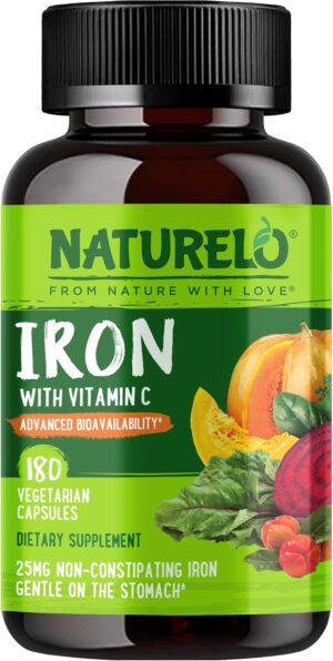 NATURELO Vegan Iron Supplement with...