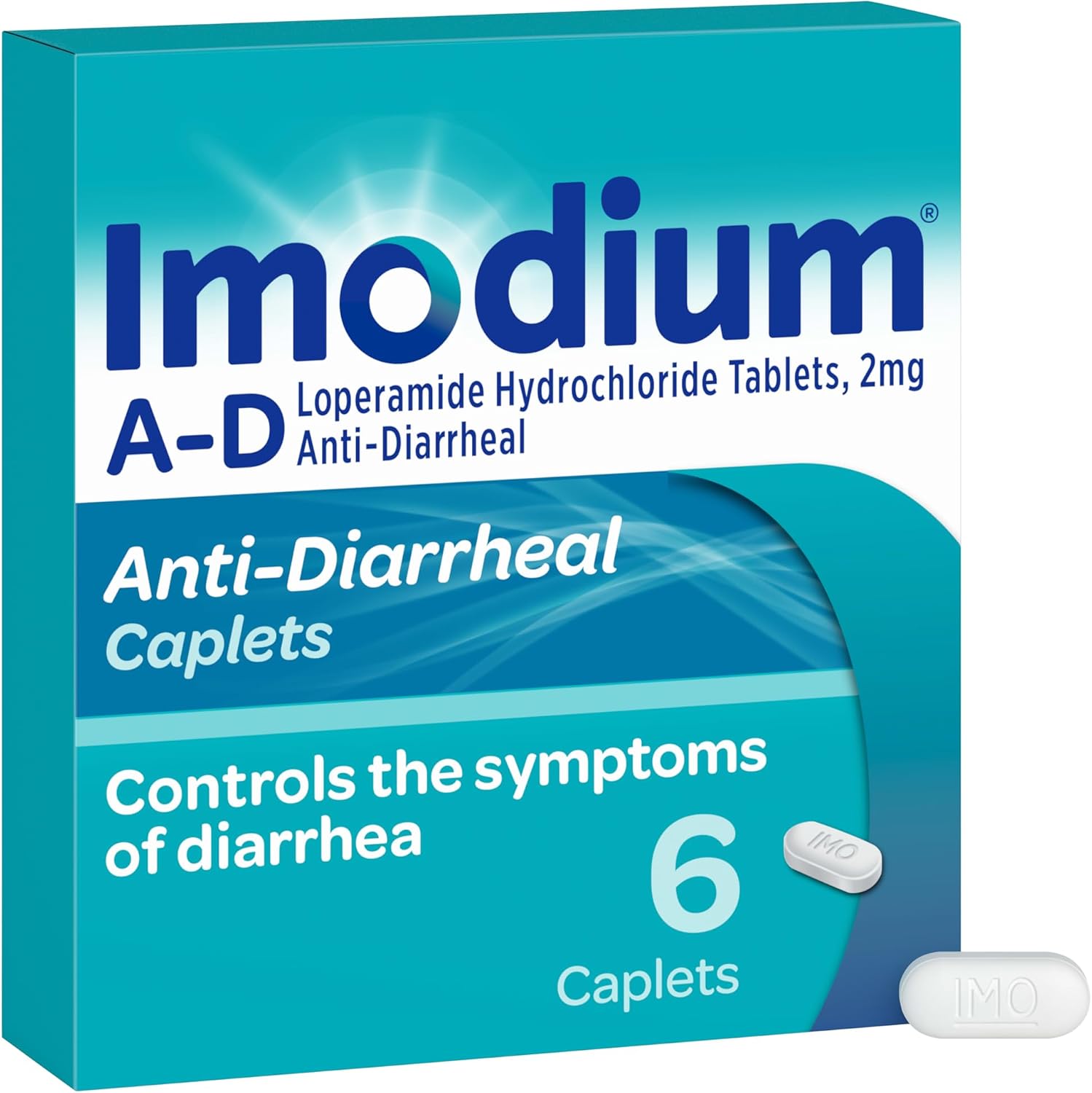 Imodium A-D Diarrhea Relief Caplets, Loperamide HCl, 6 ct | Anti-Diarrheal Medicine, Controls Acute & Traveler's Diarrhea Symptoms