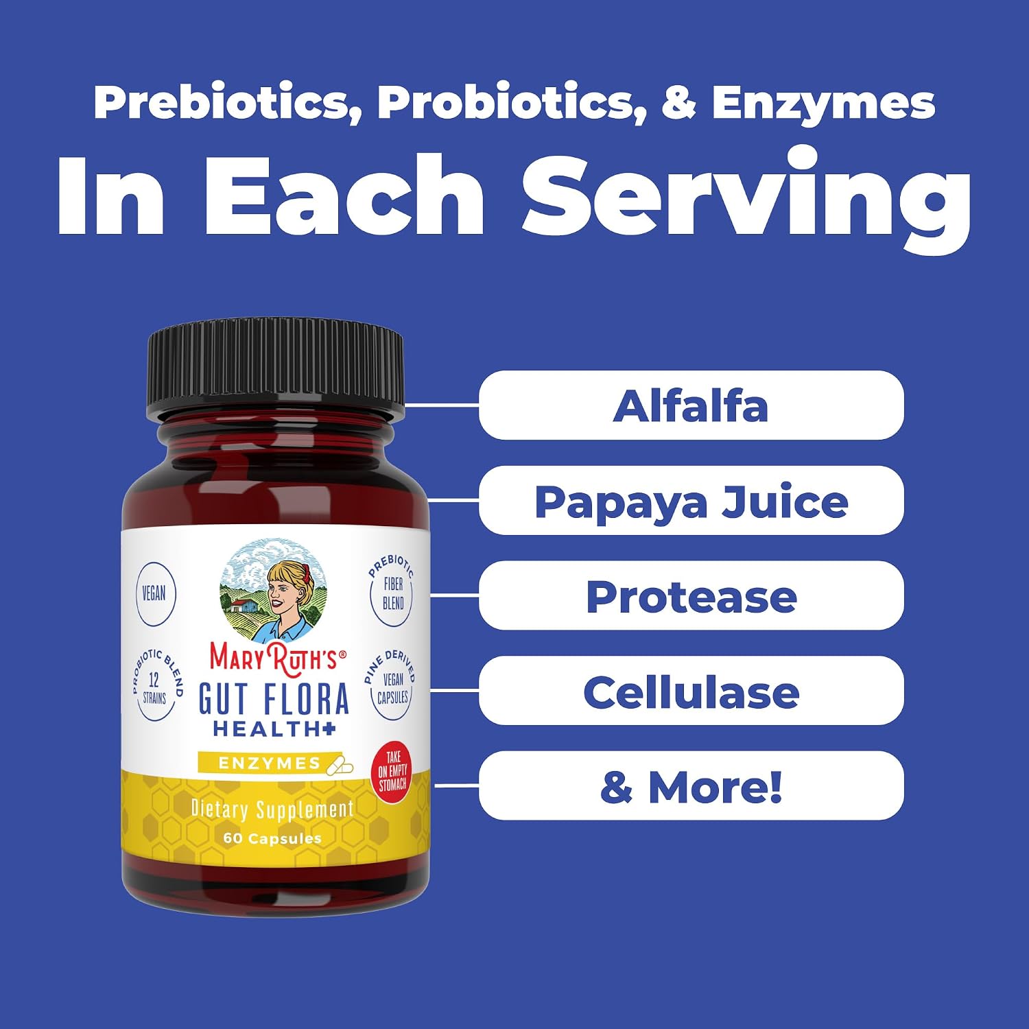 MARYRUTH'S Gut Flora Health+ Enzymes, Gastrointestinal Health, 60 Capsules | Digestive Enzymes, Healthy Gut Biome & Digestive Support, Gastrointestinal Health, CLP Certified, 60 Capsules 2 Month Supply - Image 5
