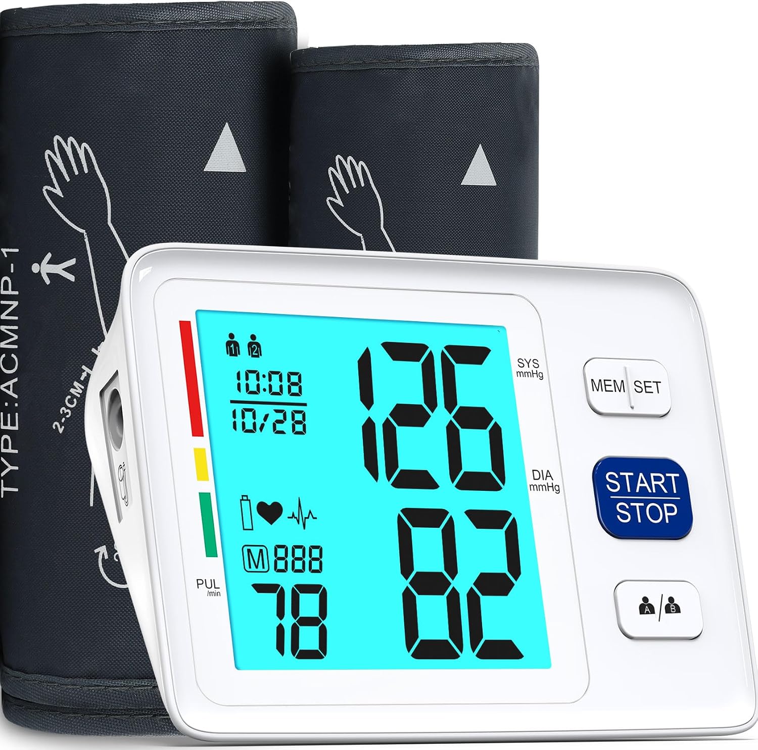 Blood Pressure Monitor for Home Use with Dual Cuffs, Upper Arm | 9-17'' & 13-21''Adjustable BP Cuff, Backlit Display, Accurate Reading, 2x500 Memories, 4AAA Batteries, Carrying Case,Home Use