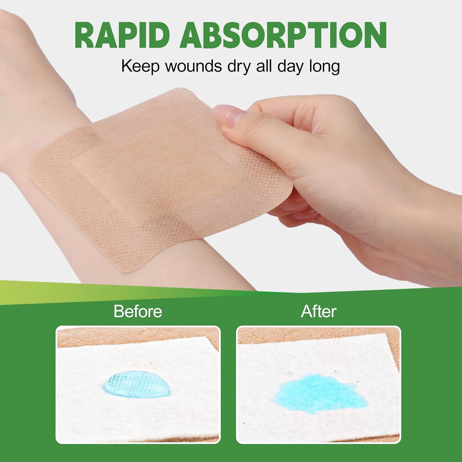 16 Pack Silicone Bandages for Sensitive Skin, 4x4 Latex Free Hypoallergenic Breathable Adhesive Bandage with Gentle Border, Large Wound Care Patches with Easy Painless Removal - Image 5