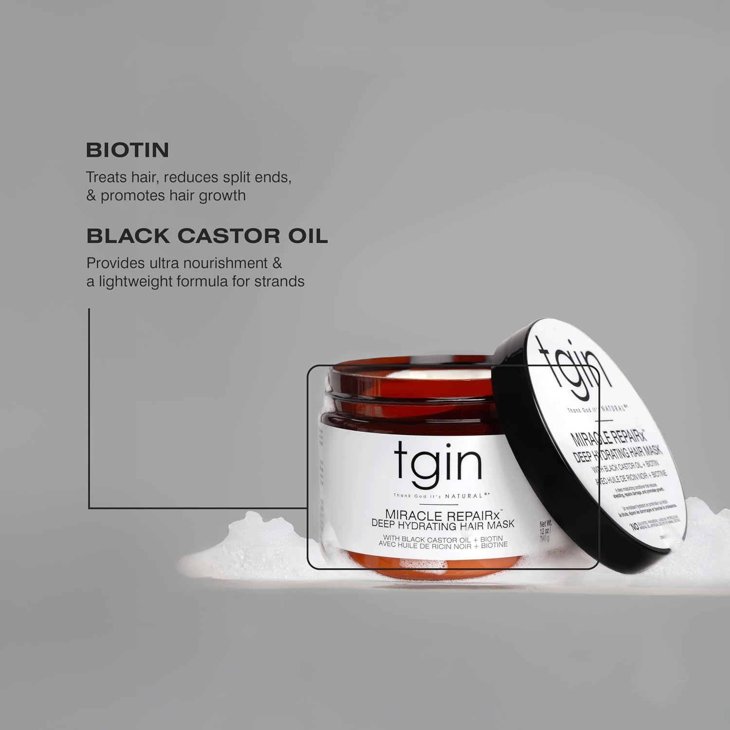 tgin Miracle RepaiRx Deep Hydrating Hair Mask – Moisture & Breakage Control | Deep Conditioner Formula with Biotin & Black Castor Oil for Wavy Locks – Hair Moisturizer for Dry Curls – 12 Oz - Image 7