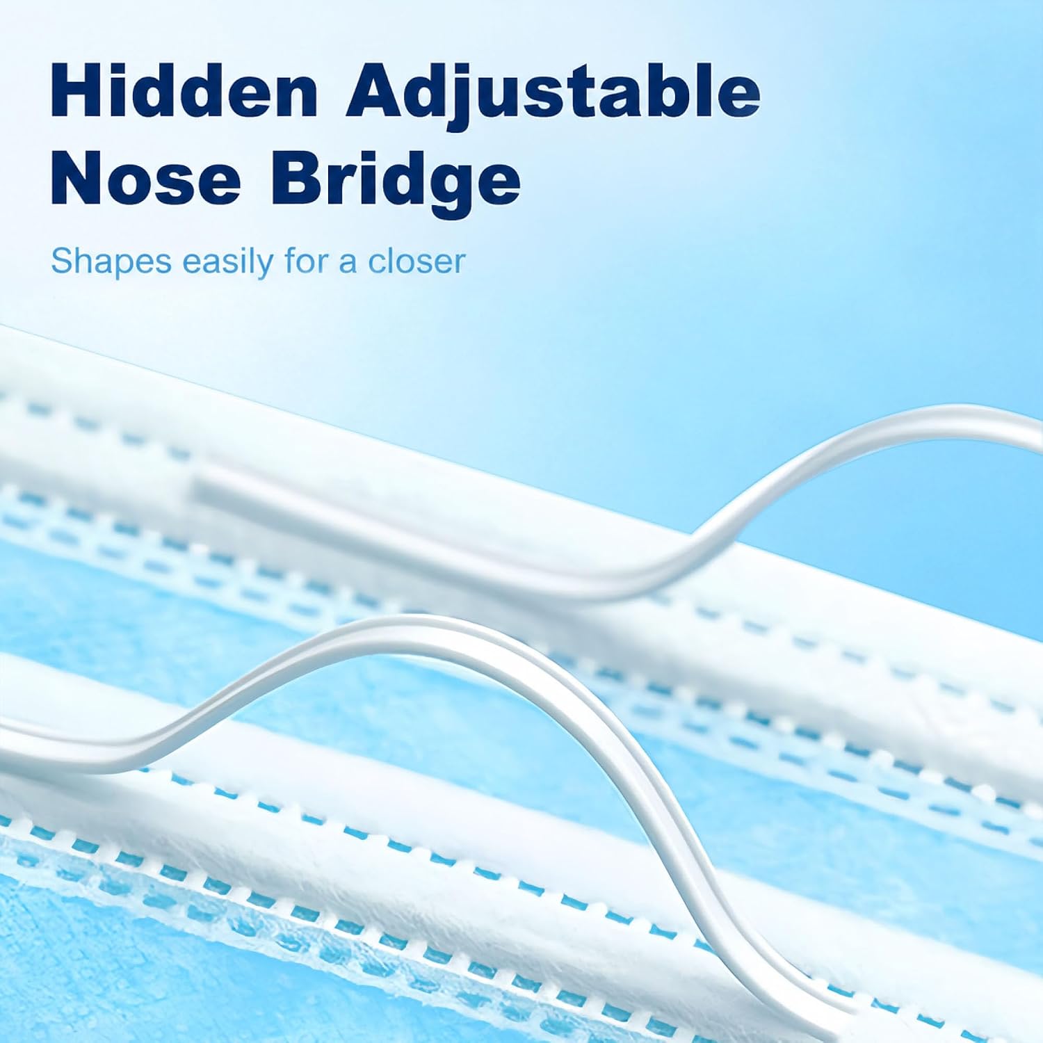 Disposable Face Masks 100 Pack, 3 Ply Breathable Filter Mask with Adjustable Nose Clip & Soft Elastic Ear Loops - Image 2