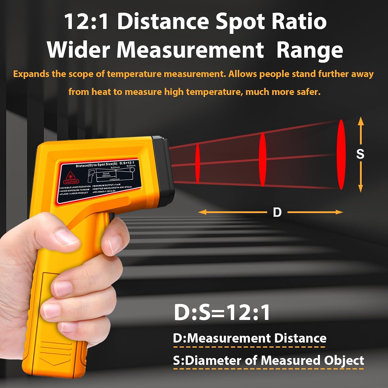 FKM Infrared Thermometer Gun Non-Contact Laser Temperature Gun -58°F~986°F | (-50°C~530°C) Adjustable Emissivity,Digital Thermometer Gun for Cooking,Oven,Griddle,Automotive,HVAC,Industrial,Not for Human - Image 6